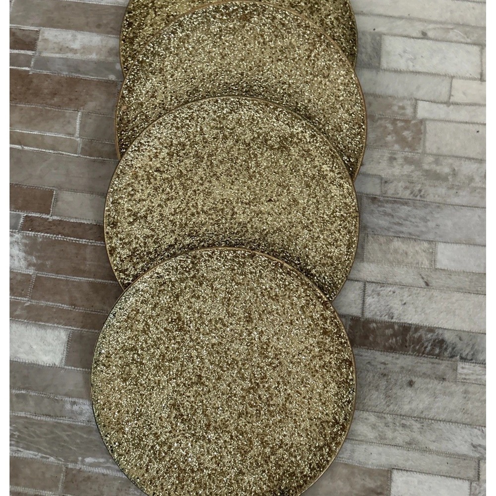 Set of 3 POTTERY BARN Gold Sparkle‎ Charger Plates 13" Round Acrylic (I Have 19)